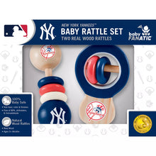 Load image into Gallery viewer, Baby Wood Rattle 2 Pack - MLB New York Yankees Baby Toy Set