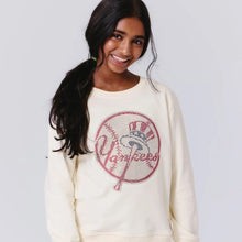Load image into Gallery viewer, Girls Yankees Sugar Swizzle Gems Logo Crew