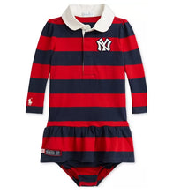 Load image into Gallery viewer, Ralph Lauren Baby Girls Striped Yankees Jersey Dress Nvy/Red