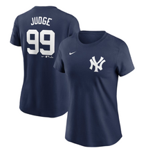 Load image into Gallery viewer, New York Yankees Women's Aaron Judge Nike Navy Name & Number T-Shirt