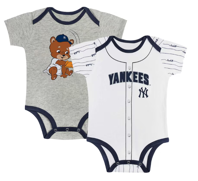 Newborn & Infant New York Yankees Gray/White Two-Pack Play Ball Bodysuit Set