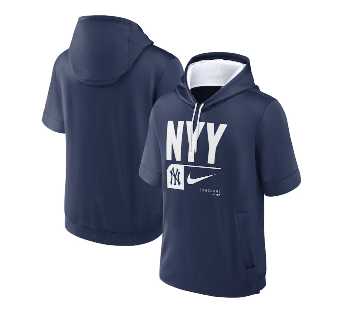Men's New York Yankees Nike Navy Tri Code Lockup Short Sleeve Pullover Hoodie