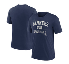 Load image into Gallery viewer, Men&#39;s New York Yankees Nike Navy Cooperstown Collection Arch Tri-Blend T-Shirt
