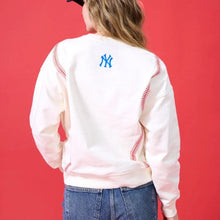 Load image into Gallery viewer, Women&#39;s Yankees Baseball Stitch Crew in Sugar Swizzle Tonal
