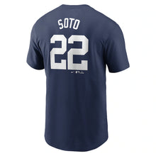 Load image into Gallery viewer, Youth New York Yankees Juan Soto Nike Navy Name &amp; Number T-Shirt
