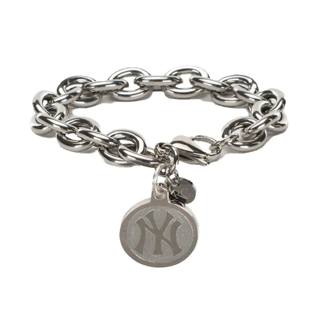 Rustic Cuff Jamie New York Yankees Bracelet- Silver - Front View