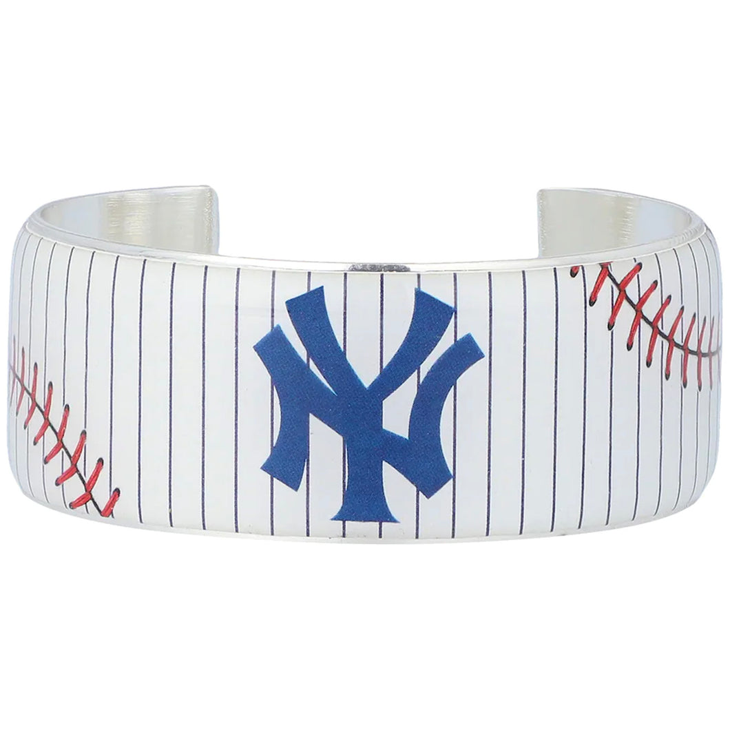 Rustic Cuff MLB Art Deco 1.0 New York Yankees Bracelet- Silver - Front View