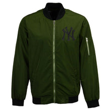 Load image into Gallery viewer, Men&#39;s JH Designs Yankees Military Green Lightweight Nylon Bomber Jacket - Front View
