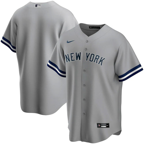 New York Yankees Nike Road 2020 Replica Team Jersey - Gray - Front and Back View