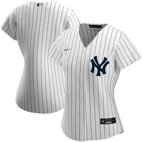 New York Yankees Nike Women's Home 2020 Replica Team Jersey - White - Front and Back VIew