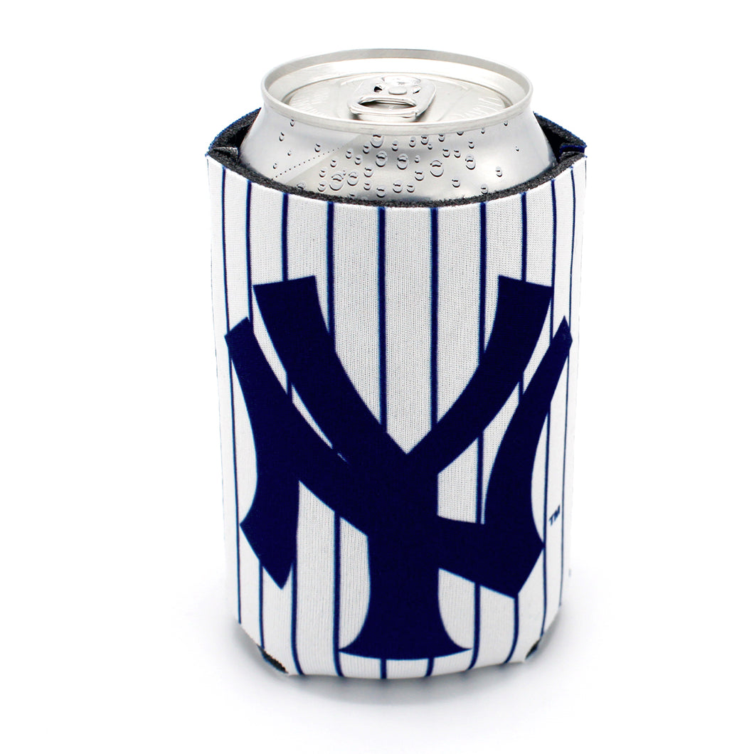 Yankee pinstripe can cooler in White - Front View