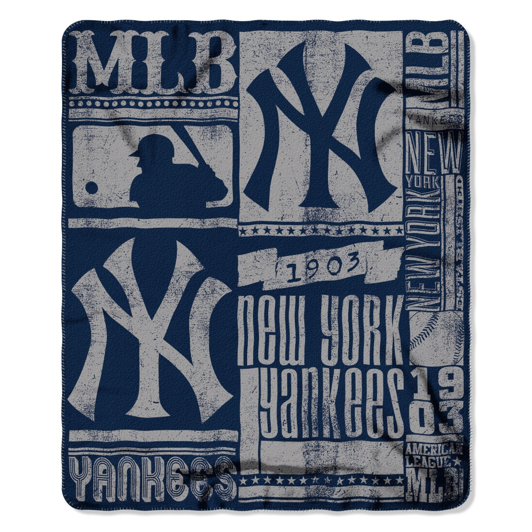 Yankees Fleece Throw Blanket - Front View