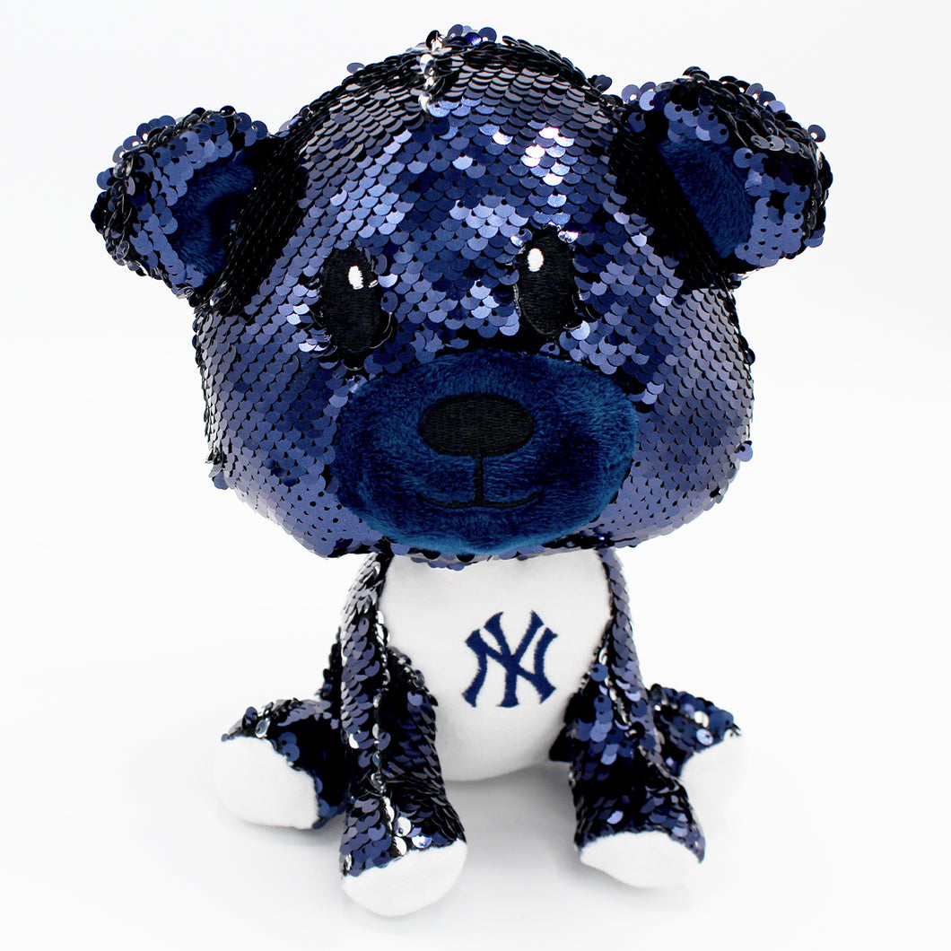 Yankee sequin dog plush in Blue - Front View