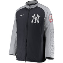 Load image into Gallery viewer, Men&#39;s Nike Yankees Navy &amp; Grey Authentic Collection Dugout Full-Zip Jacket - Front View
