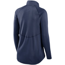 Load image into Gallery viewer, Women&#39;s Nike Yankees Navy Seam-To-Seam Element Half-Zip Performance Pullover - Back View
